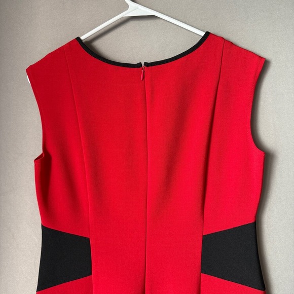London Style Collection sz 8 Red Black Colorblock Sheath Dress Mobwife Luxury - Picture 7 of 8
